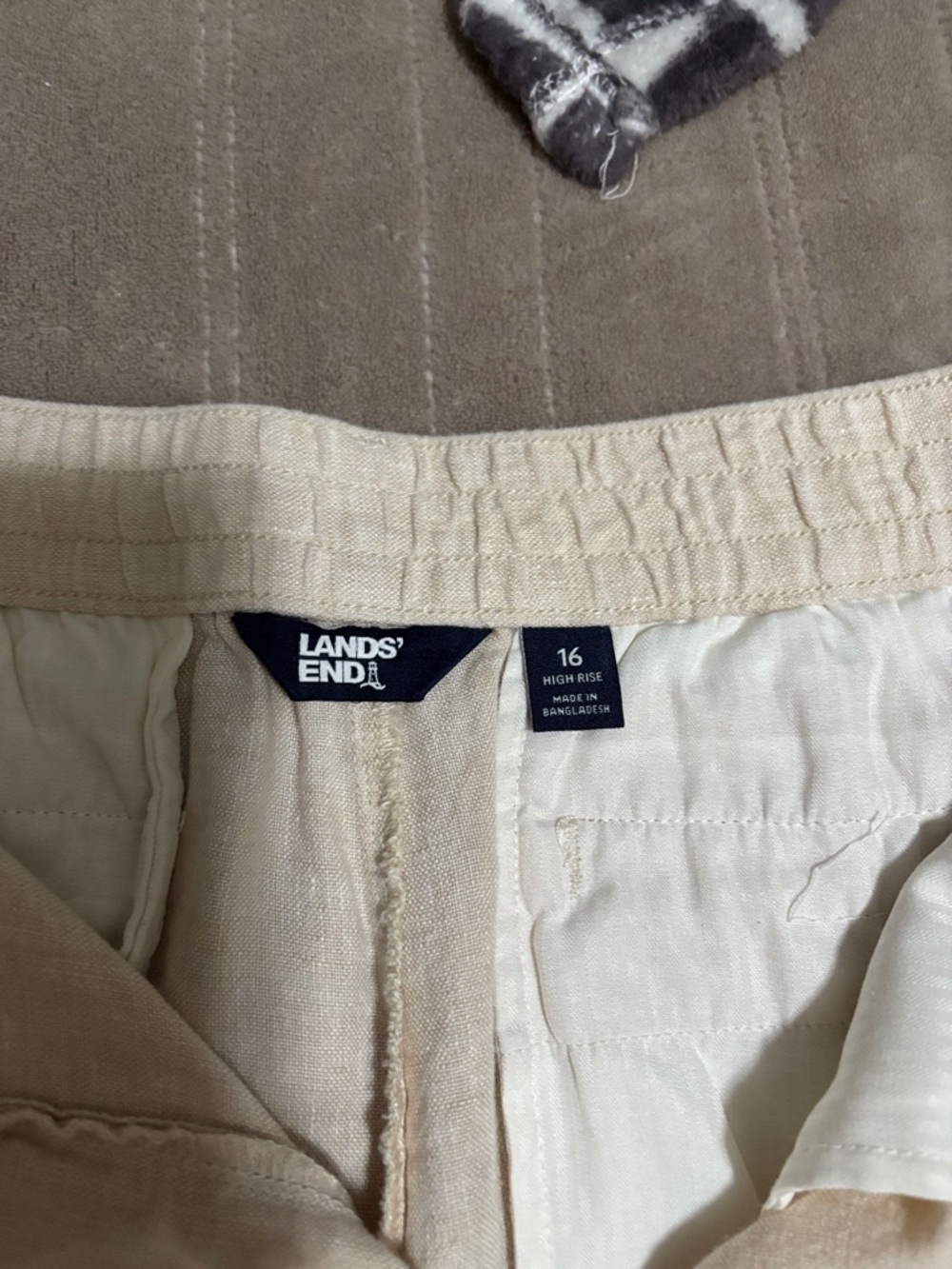 Lands' End Cream Linen Blend High-Rise Pants - Picture 2 of 7